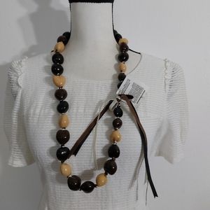 Hawaiian Kukui Nut with Ribbon Accent Necklace